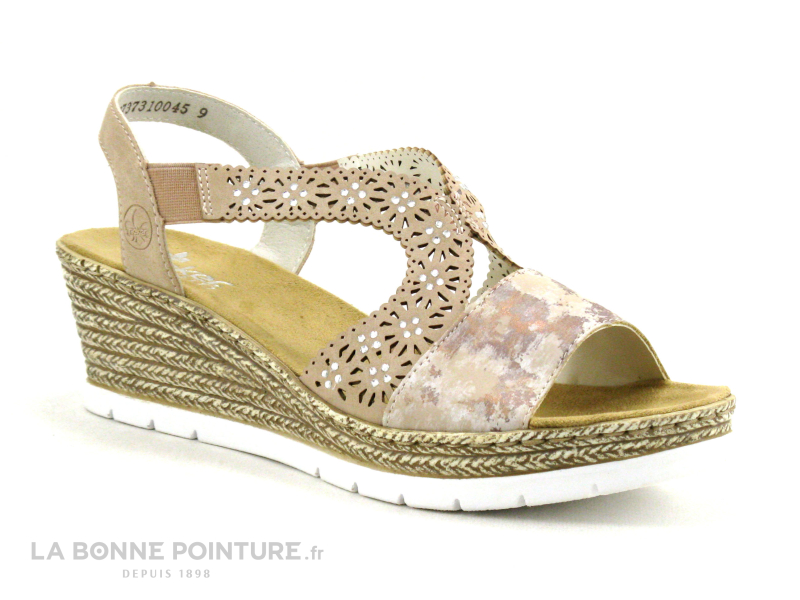 Rieker 61916-31 - Sandale Rose Avec Talon Compense 1 Rieker 61916-31 - Sandale Rose Avec Talon Compense