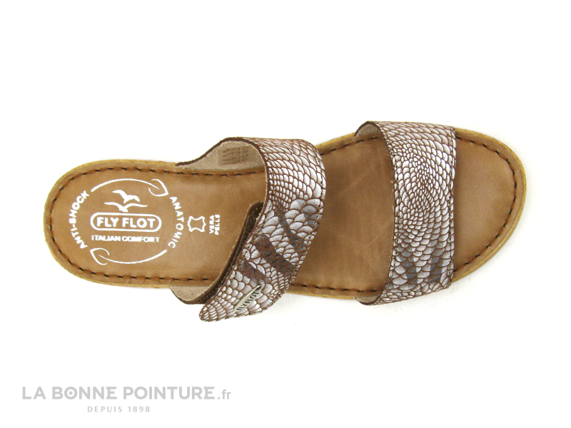 Fly Flot FUBBU Marron Argent Ecailles - Mule Femme Avec Velcro 3 Fly Flot FUBBU Marron Argent Ecailles - Mule Femme Avec Velcro – Image 3