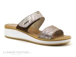 Fly Flot FUBBU Marron Argent Ecailles - Mule Femme Avec Velcro