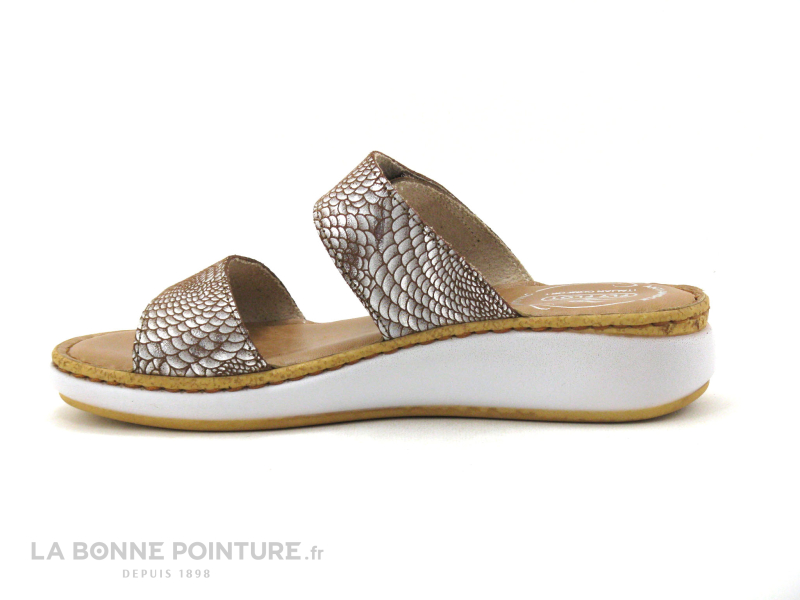 Fly Flot FUBBU Marron Argent Ecailles - Mule Femme Avec Velcro 2 Fly Flot FUBBU Marron Argent Ecailles - Mule Femme Avec Velcro – Image 2