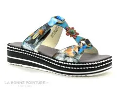 Laura Vita JACINEO 0323 Bleu - Mule Reglable Femme