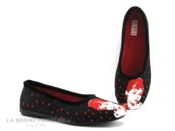 Ouf ! Ouf Tempo COMINO Noir Rouge - Audrey Hepburn - Pantoufle Ballerine