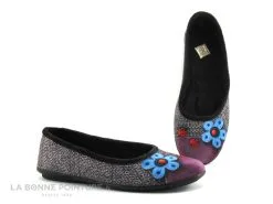 RYB 6002516 Noir Gris Violet - Fleur Et Coccinelles - Pantoufle