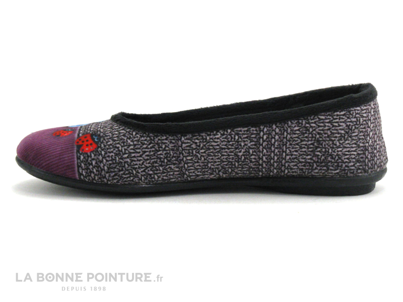 RYB 6002516 Noir Gris Violet - Fleur Et Coccinelles - Pantoufle 2 RYB 6002516 Noir Gris Violet - Fleur Et Coccinelles - Pantoufle – Image 2