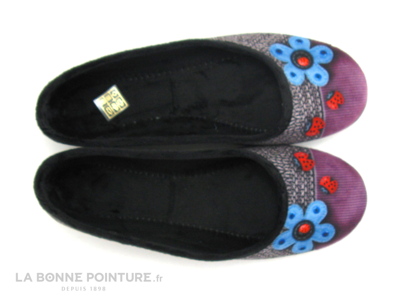 RYB 6002516 Noir Gris Violet - Fleur Et Coccinelles - Pantoufle 3 RYB 6002516 Noir Gris Violet - Fleur Et Coccinelles - Pantoufle – Image 3