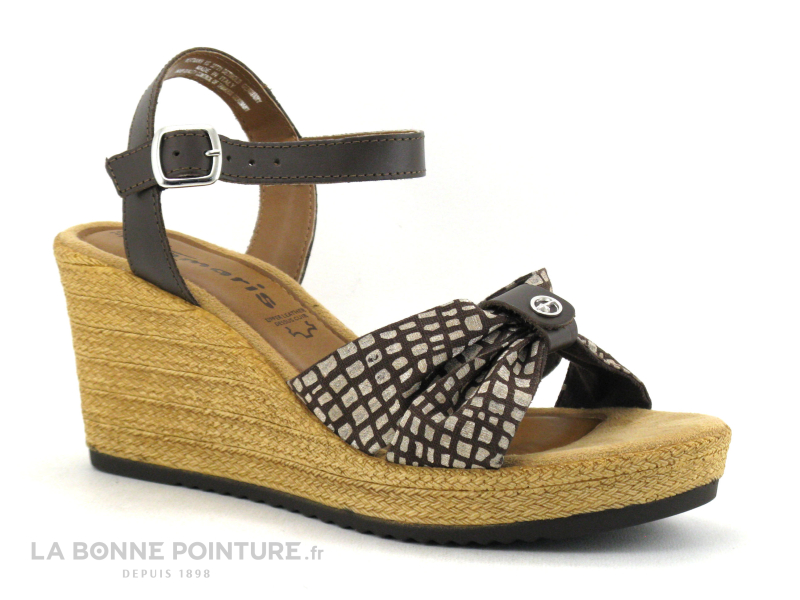 Tamaris 1-28346-20 Chocolate-Dots - Nu-pieds Talon Compense 5 Tamaris 1-28346-20 Chocolate-Dots - Nu-pieds Talon Compense – Image 5