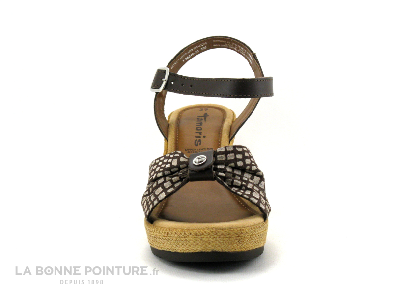 Tamaris 1-28346-20 Chocolate-Dots - Nu-pieds Talon Compense 2 Tamaris 1-28346-20 Chocolate-Dots - Nu-pieds Talon Compense – Image 2