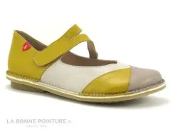 Alce Shoes Alce 9068 Yellow Pana - Ballerine Femme Cuir Jaune Et Beige