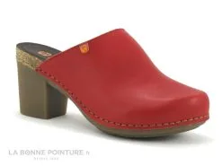 Jungla 7855 Rojo - Sabot Femme Cuir Rouge - Talon Haut