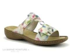 Rieker 608P9-92 Off White Multi - Mule Femme Avec Brides Reglables