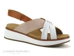 Fugitive KIM Orange - Blanc - Brides Croisees - Sandale Femme