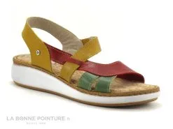 Fly Flot FRAGONY Rouge Ocre Vert - Nu-pieds Confort Femme