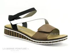 Rieker V3670-64 Marron Blanc Noir - Sandale Femme