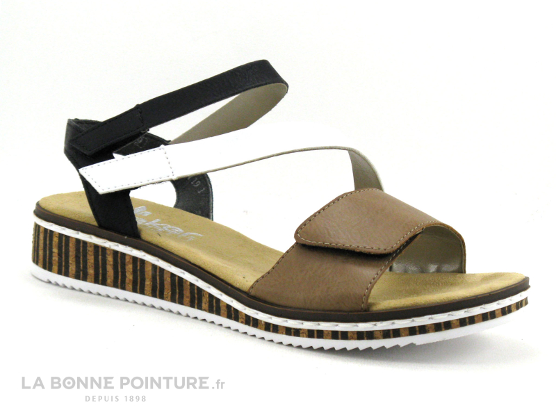 Rieker V3670-64 Marron Blanc Noir - Sandale Femme 5 Rieker V3670-64 Marron Blanc Noir - Sandale Femme – Image 5