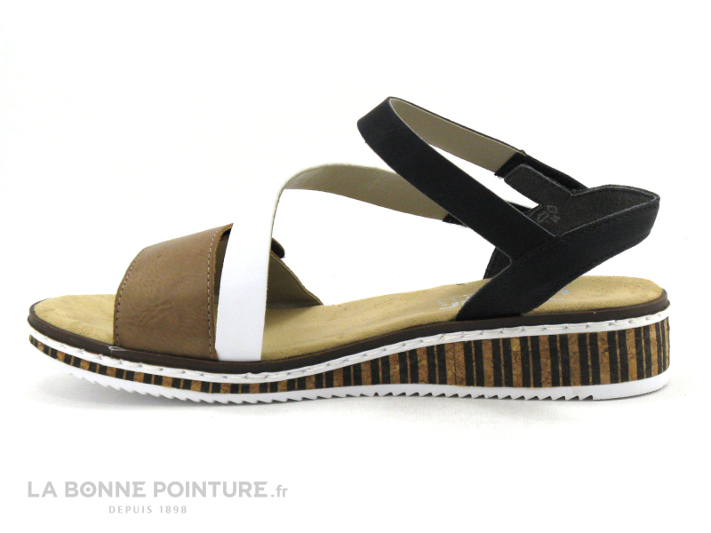 Rieker V3670-64 Marron Blanc Noir - Sandale Femme 3 Rieker V3670-64 Marron Blanc Noir - Sandale Femme – Image 3