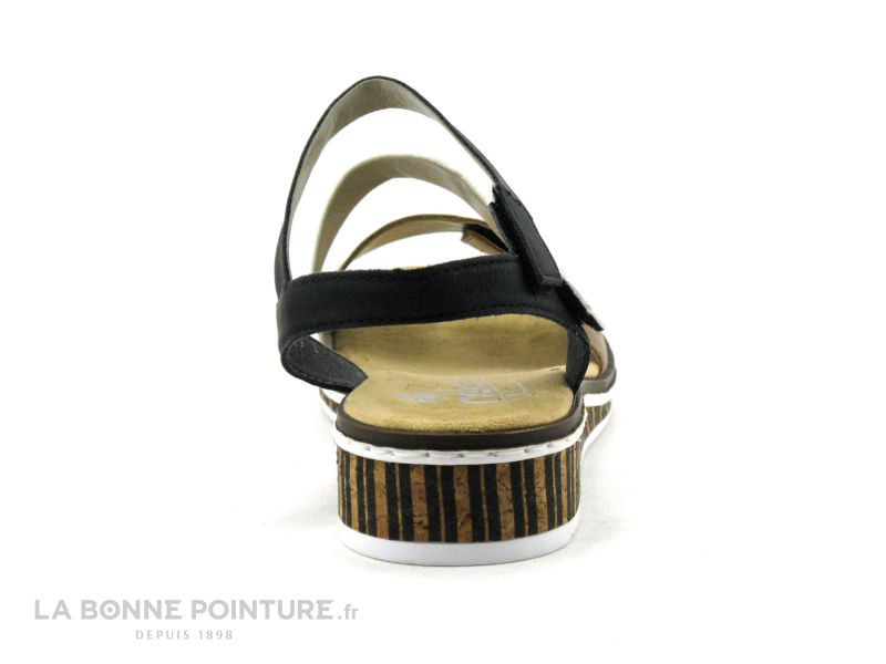 Rieker V3670-64 Marron Blanc Noir - Sandale Femme 4 Rieker V3670-64 Marron Blanc Noir - Sandale Femme – Image 4