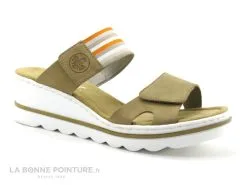 Rieker 67490-60 Morelia Sand - Mule Beige Reglable - Semelle Compensee