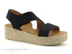 Eva Frutos 730 Noir - Sandale Femme Semelle Plateforme