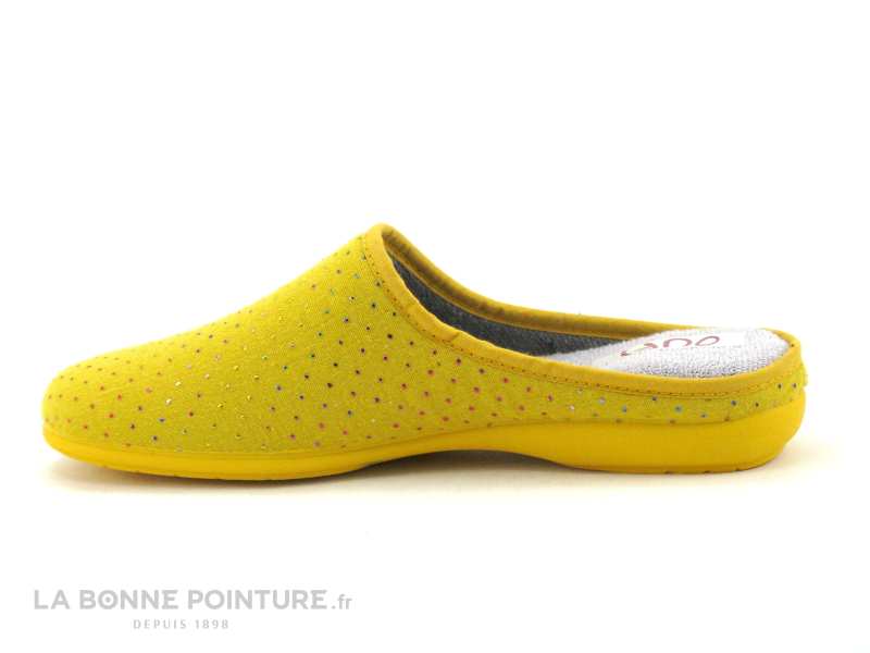 Ouf ! Ouf BESSINE Ocre - Pantoufle Mule Jaune Pois Multicolores 2 Ouf ! Ouf BESSINE Ocre - Pantoufle Mule Jaune Pois Multicolores – Image 2