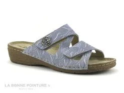 Patrizia Flex Is PADULA Ceruleo - Mule Femme Cuir Velours Bleu 2 Velcros