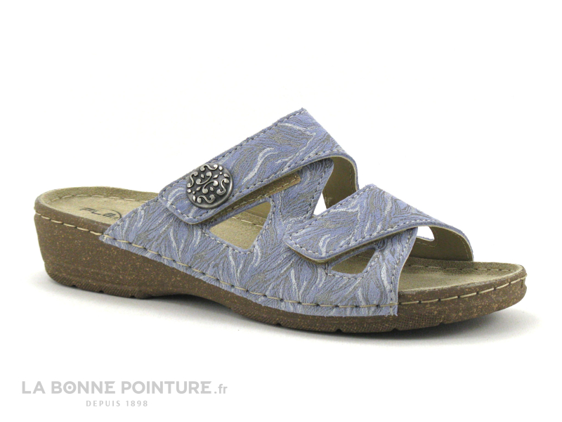 Patrizia Flex Is PADULA Ceruleo - Mule Femme Cuir Velours Bleu 2 Velcros 1 Patrizia Flex Is PADULA Ceruleo - Mule Femme Cuir Velours Bleu 2 Velcros