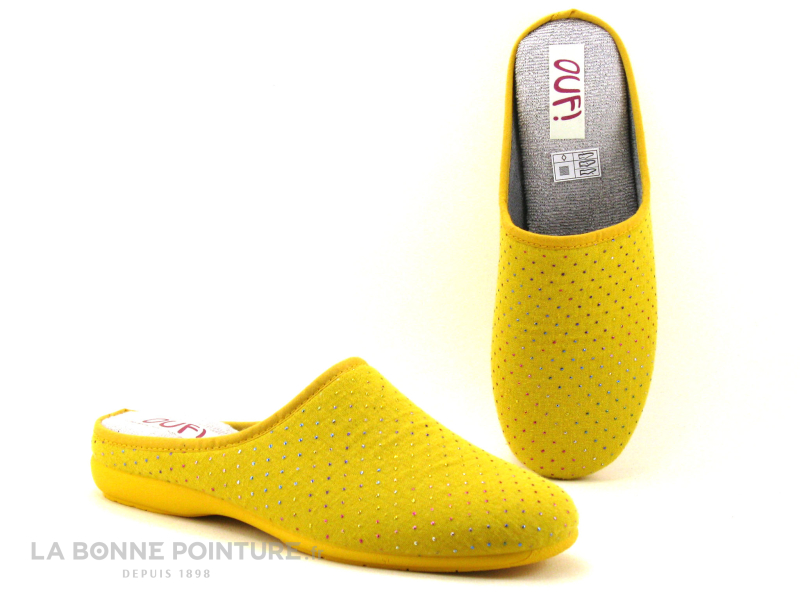 Ouf ! Ouf BESSINE Ocre - Pantoufle Mule Jaune Pois Multicolores 1 Ouf ! Ouf BESSINE Ocre - Pantoufle Mule Jaune Pois Multicolores