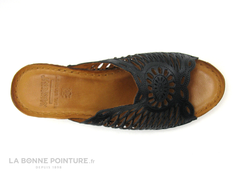 Karyoka GENI Noir - Mule Talon Compense Cuir Noir 5 Karyoka GENI Noir - Mule Talon Compense Cuir Noir – Image 5