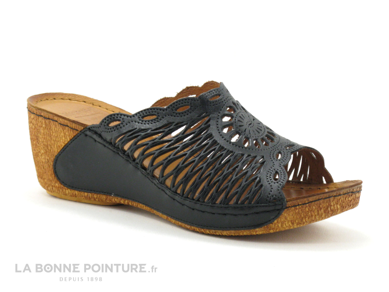 Karyoka GENI Noir - Mule Talon Compense Cuir Noir 1 Karyoka GENI Noir - Mule Talon Compense Cuir Noir