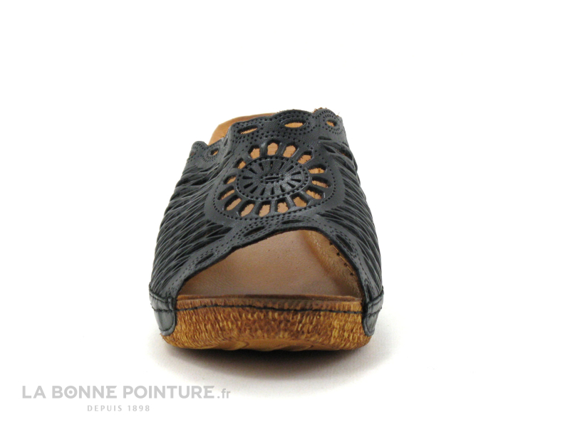 Karyoka GENI Noir - Mule Talon Compense Cuir Noir 2 Karyoka GENI Noir - Mule Talon Compense Cuir Noir – Image 2