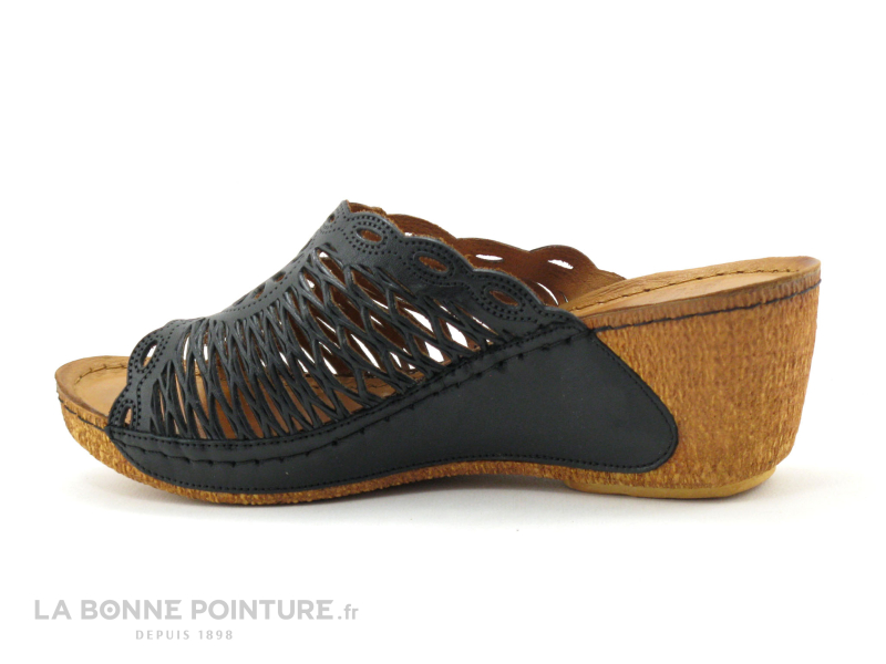 Karyoka GENI Noir - Mule Talon Compense Cuir Noir 3 Karyoka GENI Noir - Mule Talon Compense Cuir Noir – Image 3