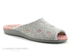 ZEL'S Zels 6439 Gris Rose - Pantoufle Mule Femme Bout Ouvert