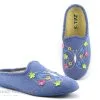 ZEL'S Zels 4523 Francia - Pantoufle Mule Femme Bleu Ciel - Papillon Et Fleurs
