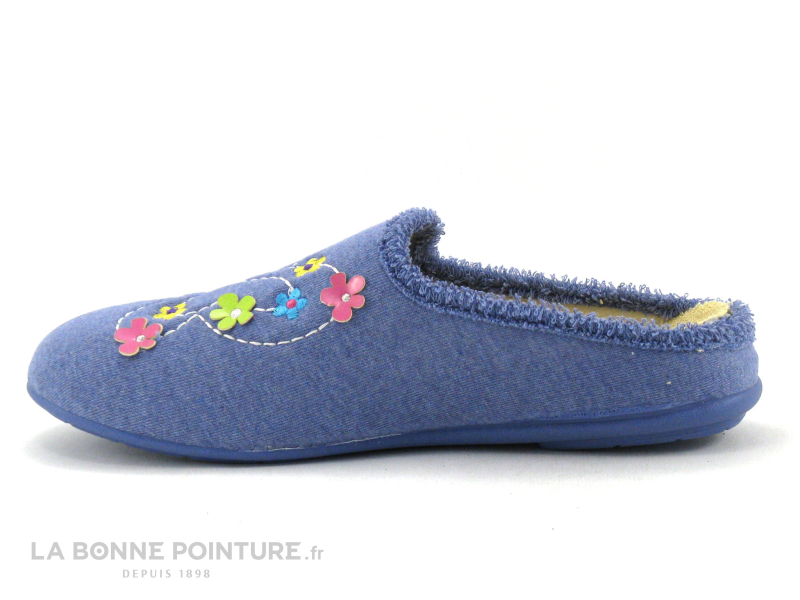 ZEL'S Zels 4523 Francia - Pantoufle Mule Femme Bleu Ciel - Papillon Et Fleurs 2 ZEL'S Zels 4523 Francia - Pantoufle Mule Femme Bleu Ciel - Papillon Et Fleurs – Image 2