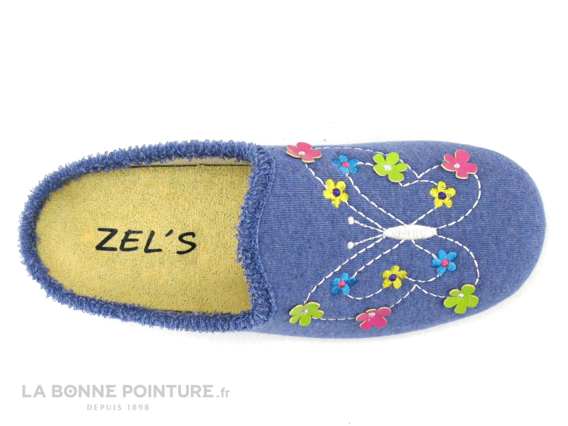 ZEL'S Zels 4523 Francia - Pantoufle Mule Femme Bleu Ciel - Papillon Et Fleurs 4 ZEL'S Zels 4523 Francia - Pantoufle Mule Femme Bleu Ciel - Papillon Et Fleurs – Image 4