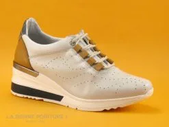 Bran's Brans 13538GHI - Gris - Camel - Bleu Croco - Basket Compensee Femme