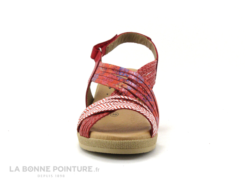 Jordana 3341 - Sandale Compensee Femme Cuir Rouge Et Argent 2 Jordana 3341 - Sandale Compensee Femme Cuir Rouge Et Argent – Image 2