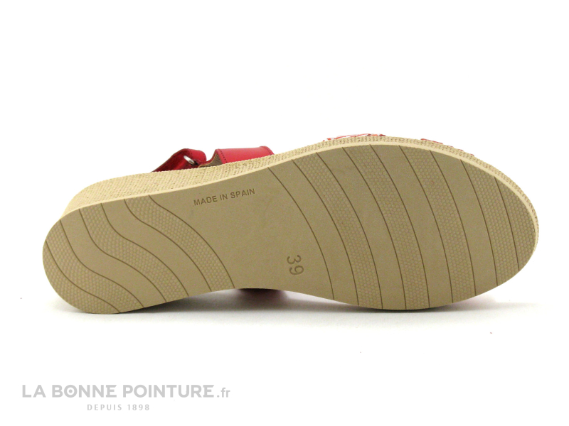 Jordana 3341 - Sandale Compensee Femme Cuir Rouge Et Argent 7 Jordana 3341 - Sandale Compensee Femme Cuir Rouge Et Argent – Image 7