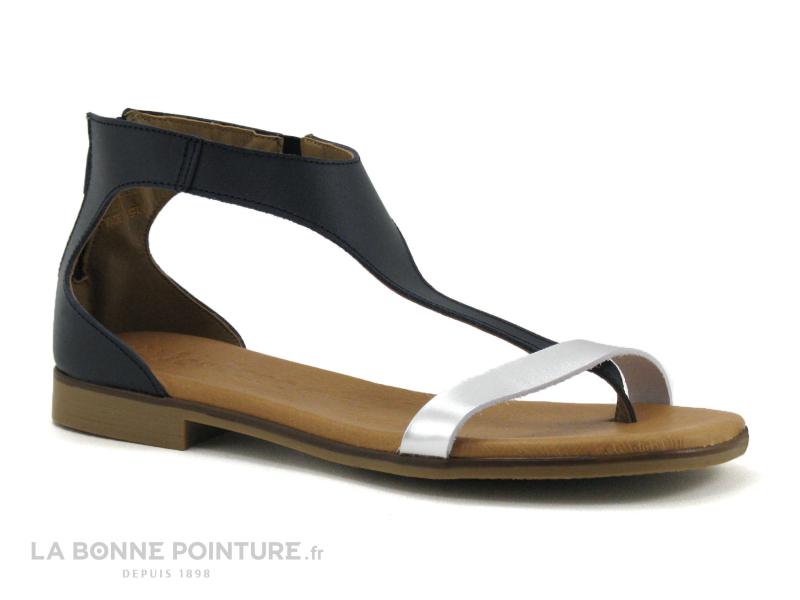 Jordana 3594 - Bleu Marine Et Argent - Sandale Femme Avec Zip 5 Jordana 3594 - Bleu Marine Et Argent - Sandale Femme Avec Zip – Image 5